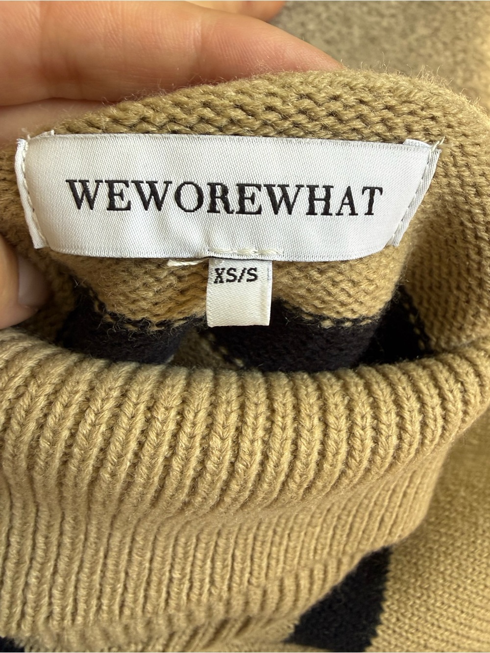 WeWoreWhat Camel Knit Turtleneck Sweater